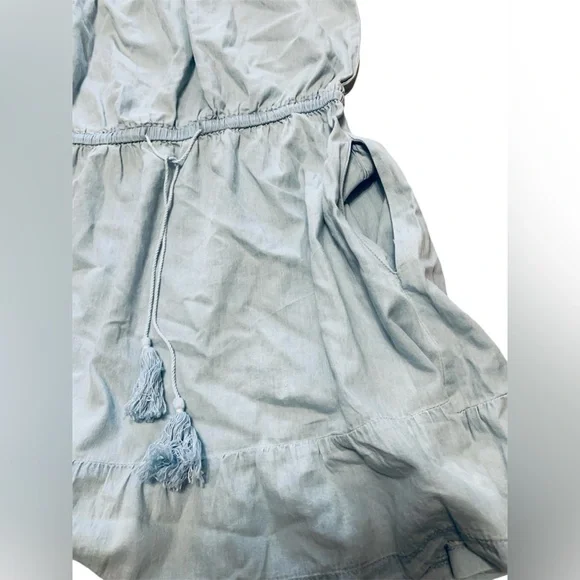 Light blue off the shoulder dress, with pockets and an adjustable waist, flowy - Picture 6 of 8